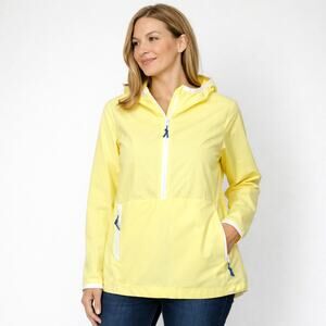 Talbots Half Zip Hooded Anorak Windbreaker Pullover - Yellow - Size S